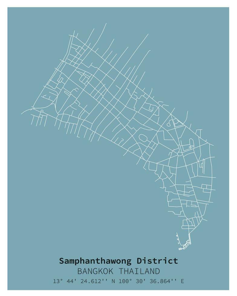 rua mapa do samphanthawong distrito Bangkok, Tailândia vetor