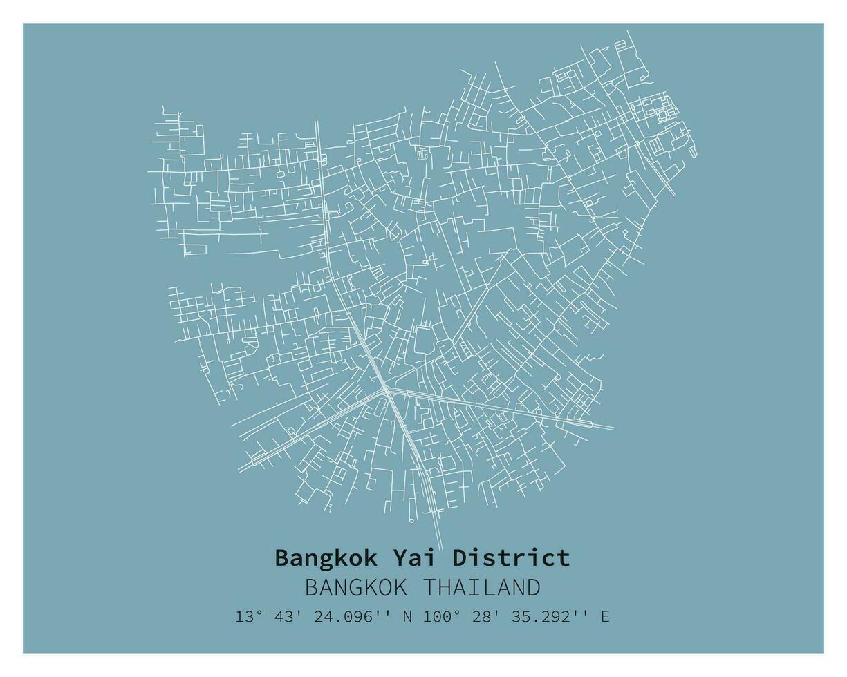rua mapa do Bangkok yai distrito Bangkok, Tailândia vetor