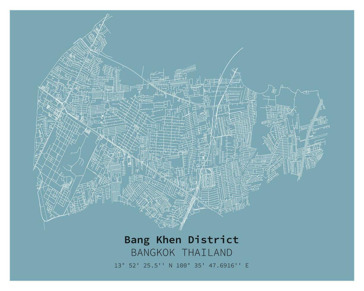 rua mapa do estrondo khen distrito Bangkok, Tailândia vetor