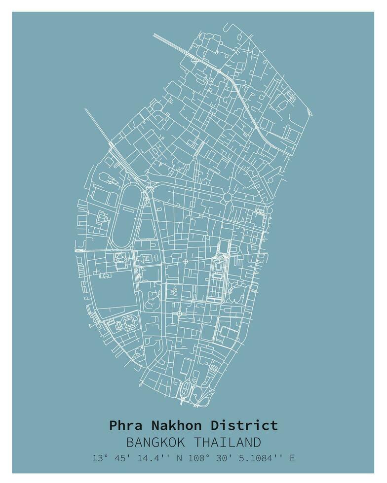 rua mapa do phra Nakhon distrito Bangkok, Tailândia vetor