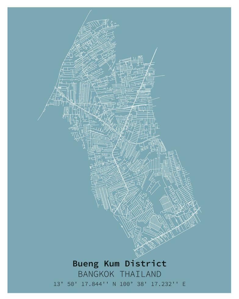 rua mapa do bueng kum distrito Bangkok, Tailândia vetor