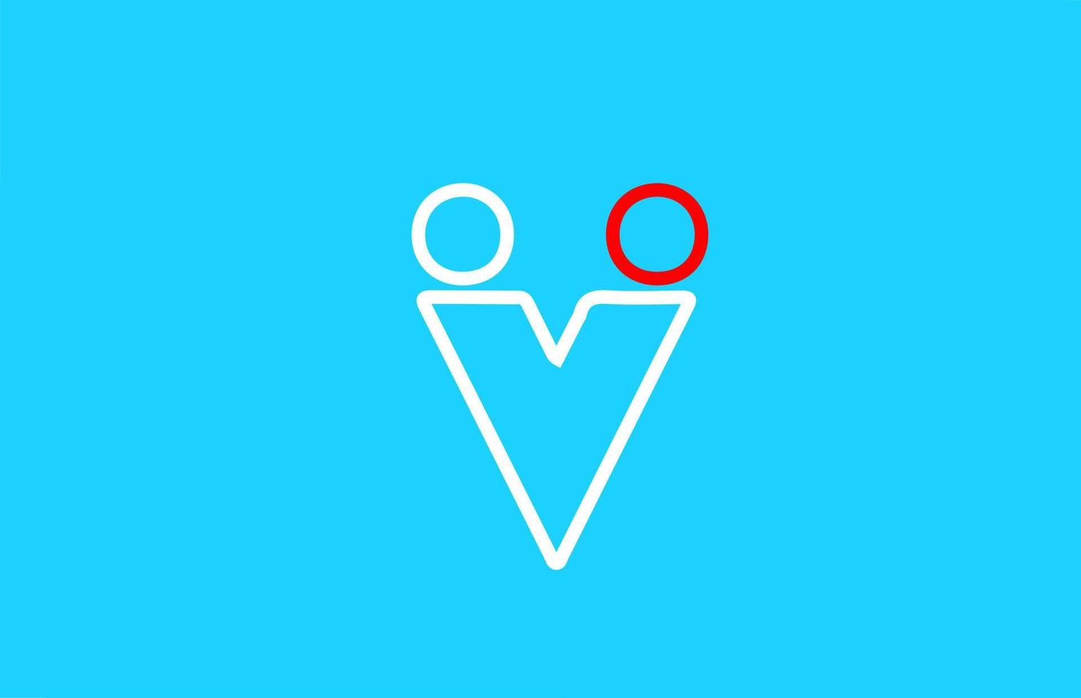 linha alfabeto v letra logo icon design em vermelho e branco. cor de fundo azul para negócios e empresa vetor
