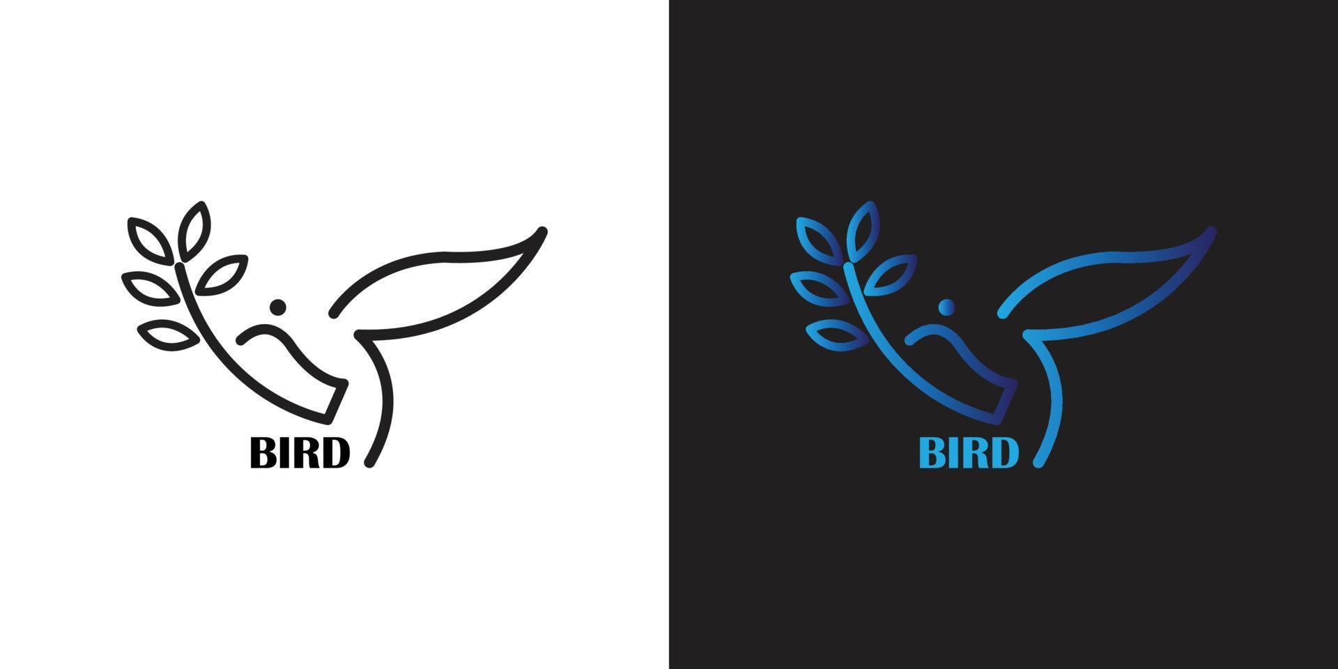 folha e logotipo do pássaro vetor