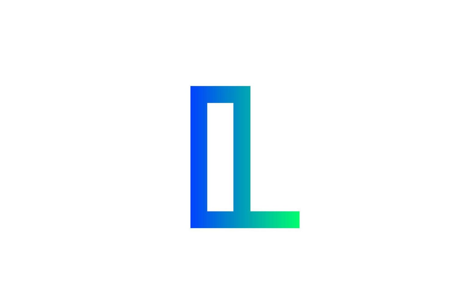 ícone de logotipo de letra do alfabeto verde azul l. design de linha para empresa e identidade comercial vetor