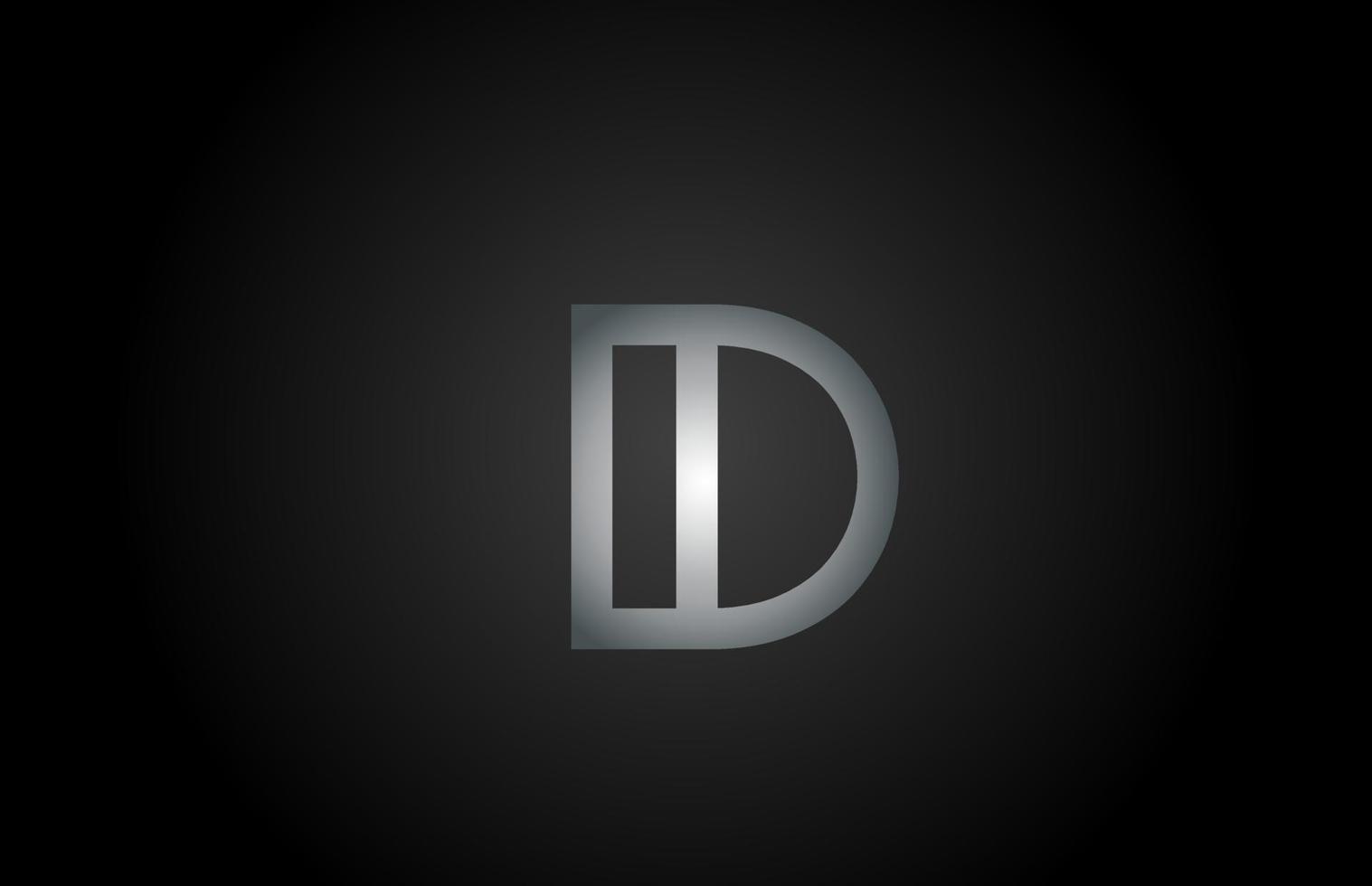 ícone de logotipo de letra do alfabeto cinza preto d. design de linha para negócios e identidade da empresa vetor