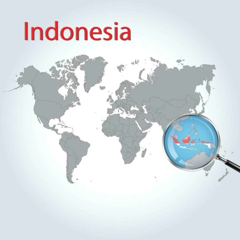 ampliado mapa Indonésia com a bandeira do Indonésia alargamento do mapas, vetor arte