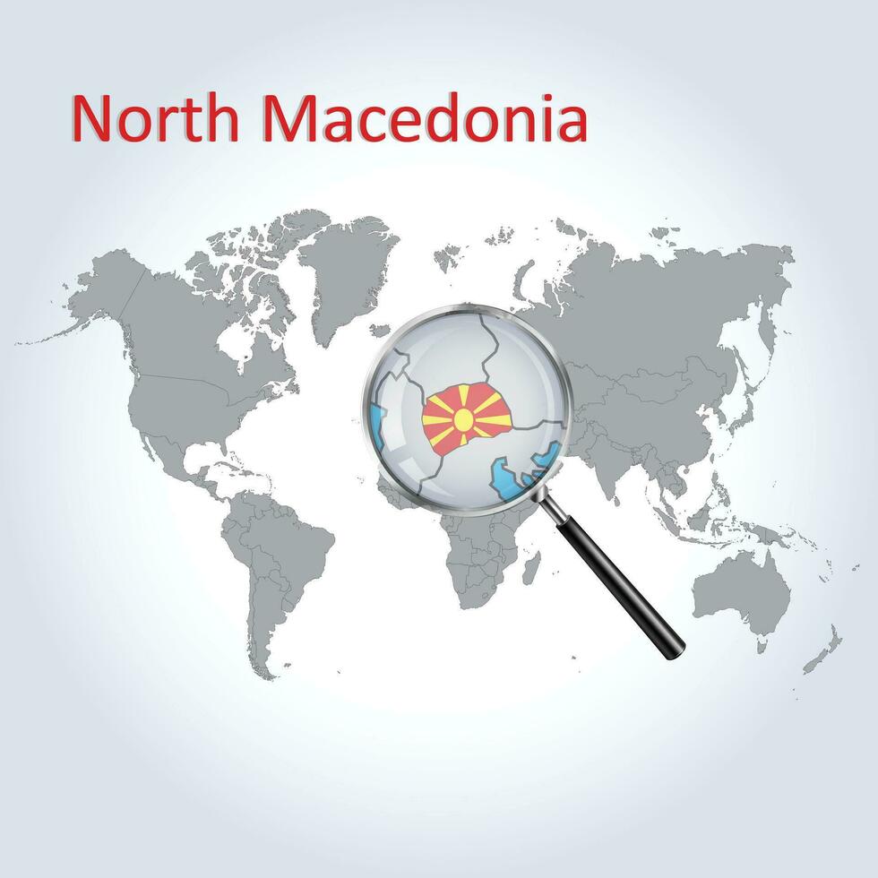 ampliado mapa do norte Macedônia com a bandeira do norte Macedônia alargamento do mapas, vetor arte