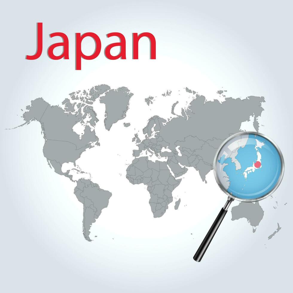 ampliado mapa Japão com a bandeira do Japão alargamento do mapas, vetor arte