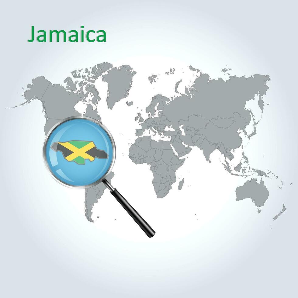 ampliado mapa Jamaica com a bandeira do Jamaica alargamento do mapas, vetor arte