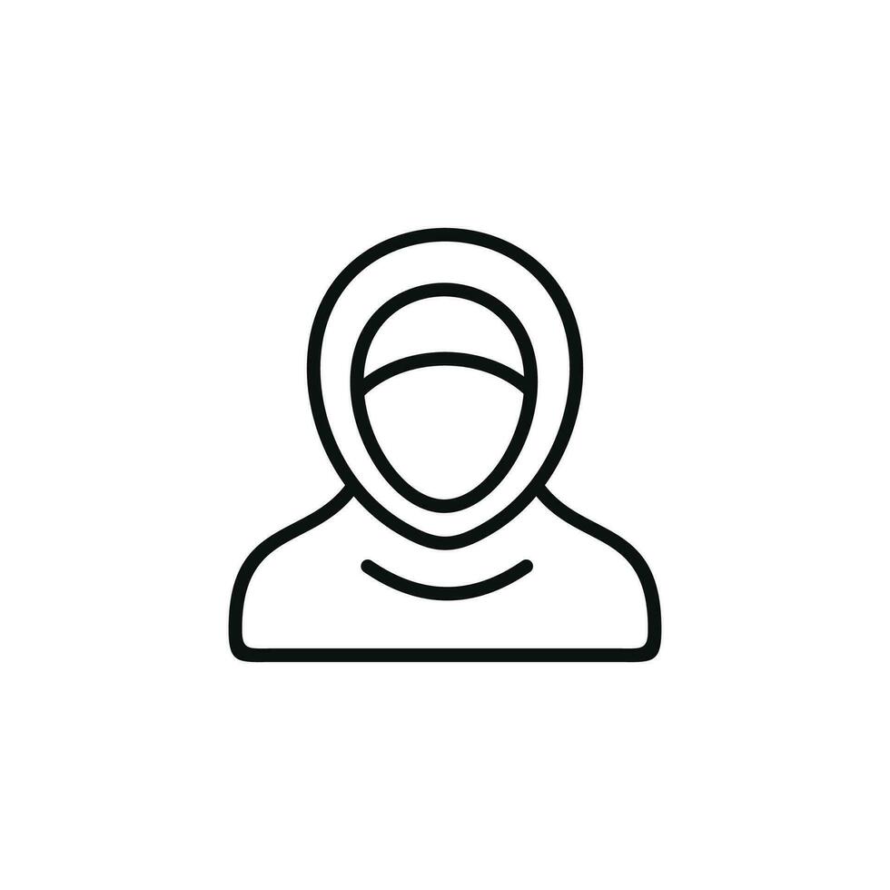 muçulmano mulher linha ícone isolado em branco fundo vetor