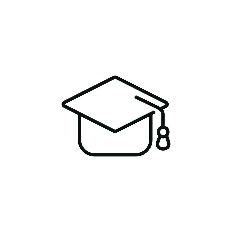 graduação linha ícone isolado em branco fundo. graduação boné vetor