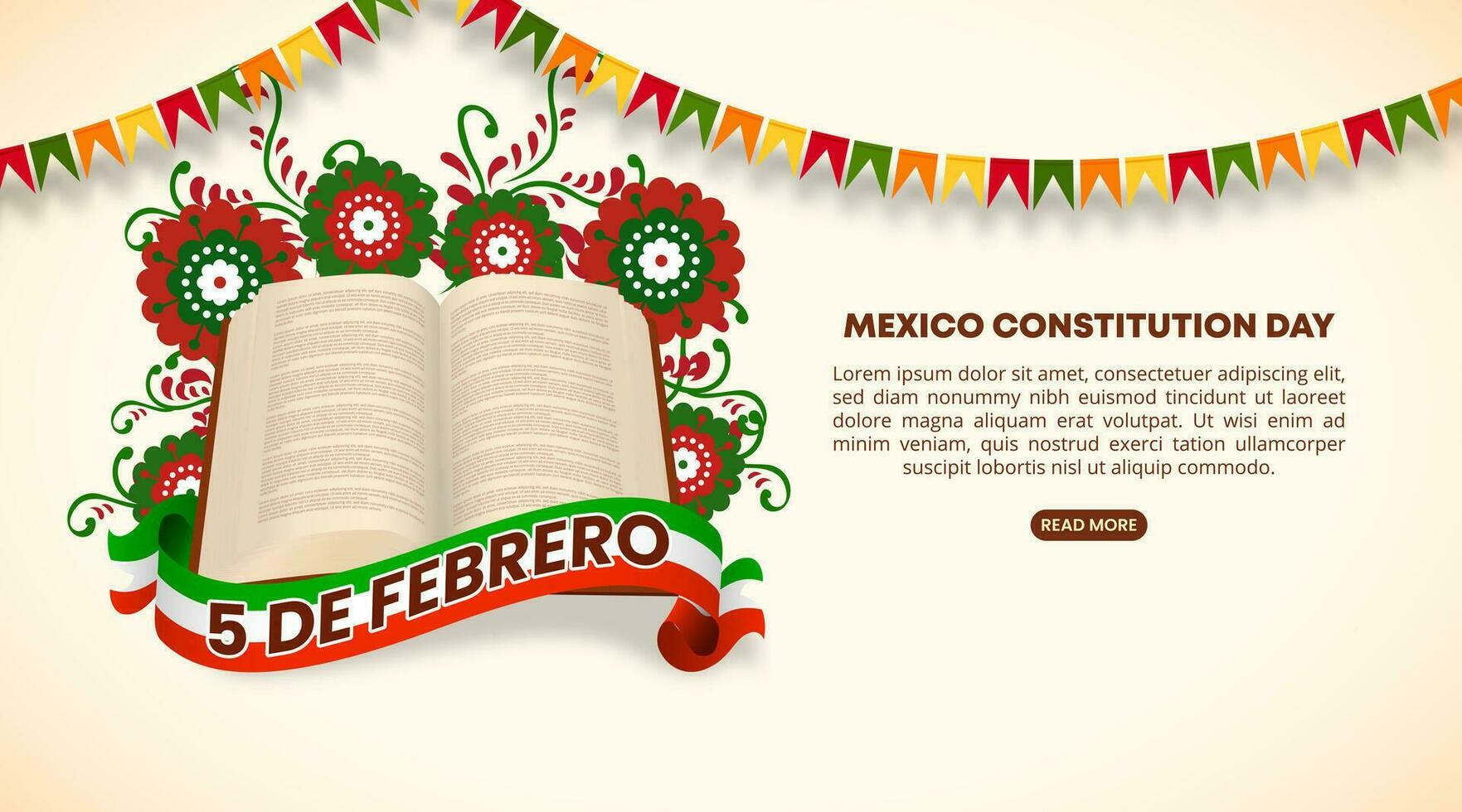 dia de la constituição de México ou México constituição dia fundo com a mexicano constituição e enfeites vetor