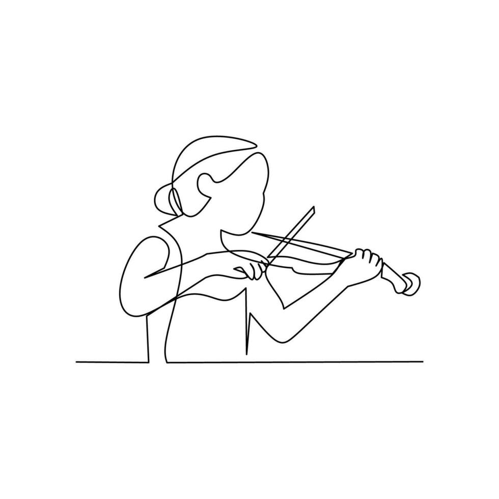 violinista desenhado dentro linha Estilo de arte vetor