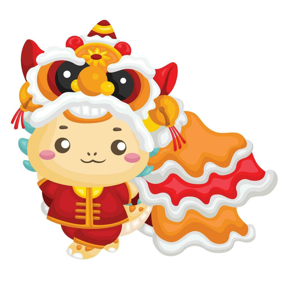 colorida chinês Dragão ano lunar Novo ano desenho animado decoração fundo ilustração vetor adesivo clipart