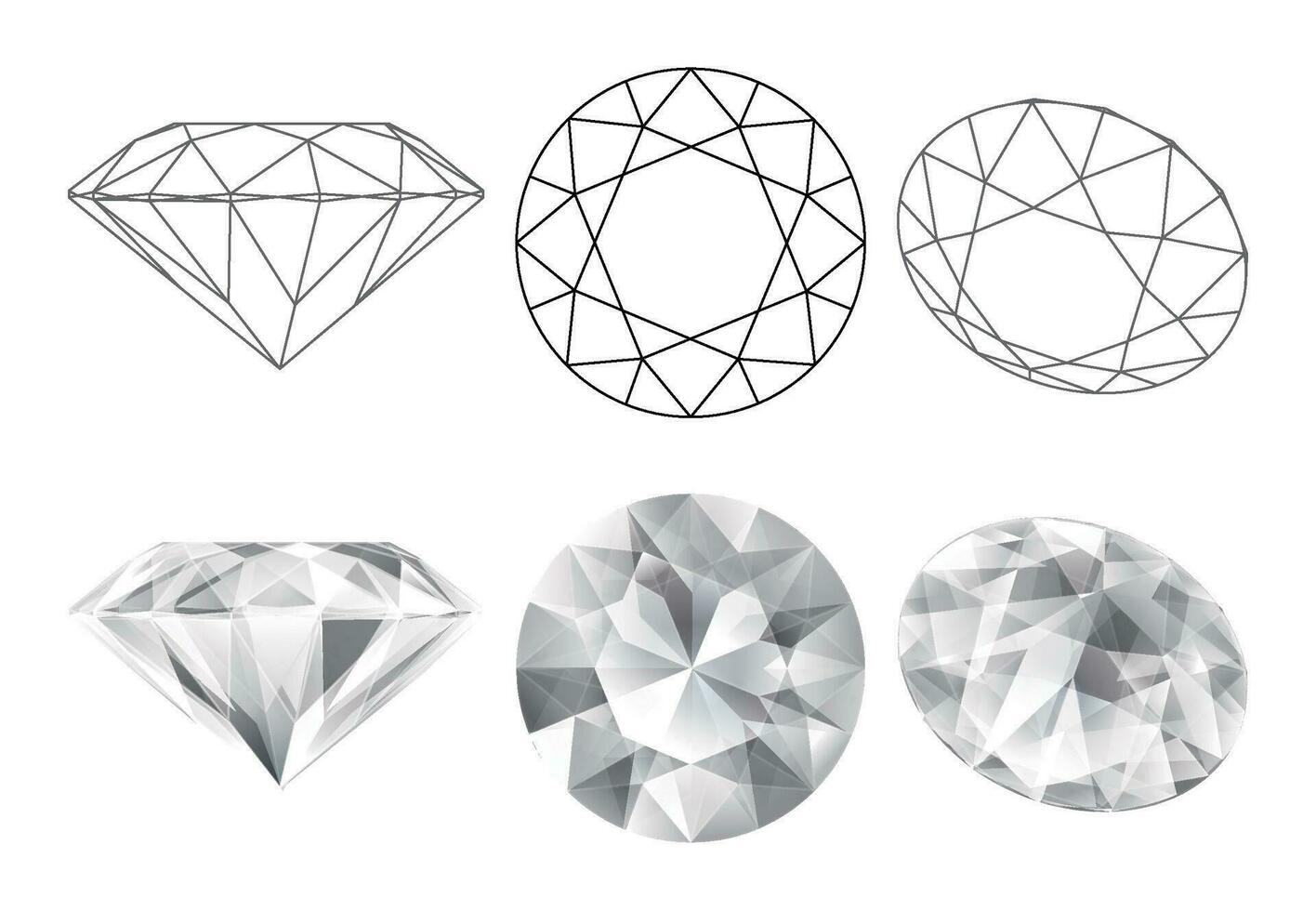 conjunto do isolado diamante ilustrações vetor