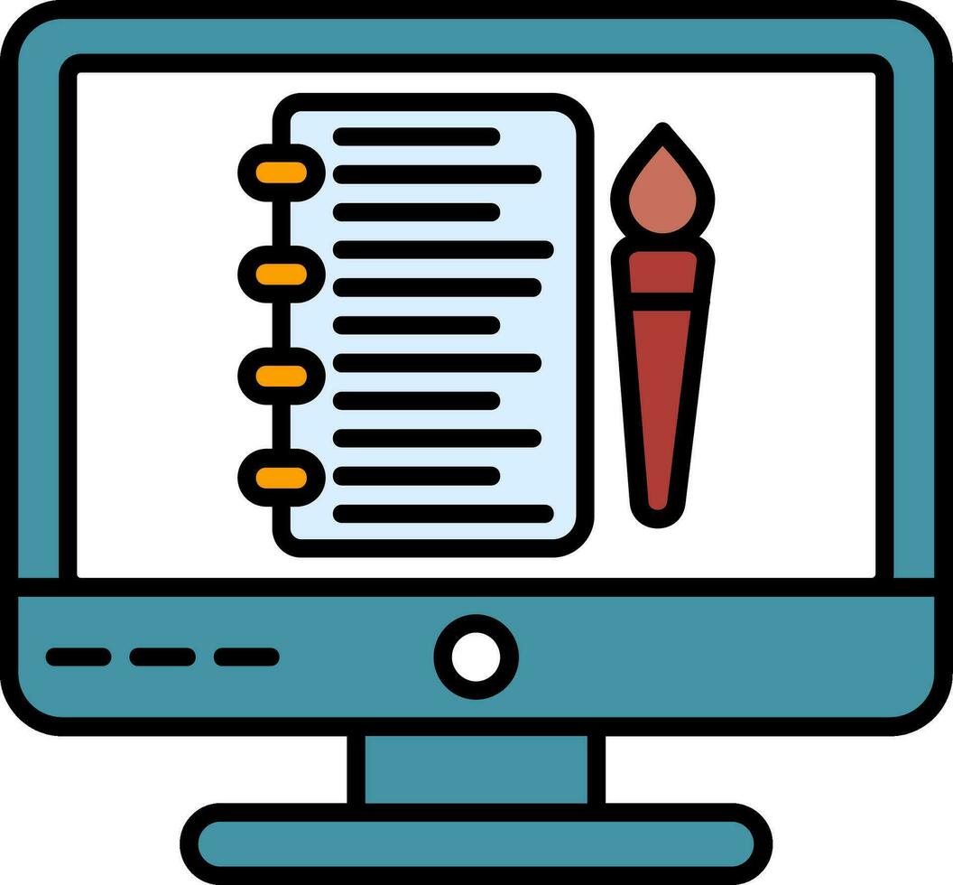 caderno de desenho linha preenchidas ícone vetor