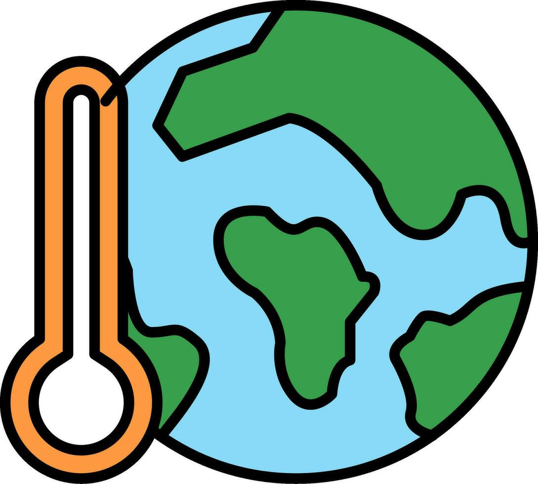 global aquecimento linha preenchidas ícone vetor