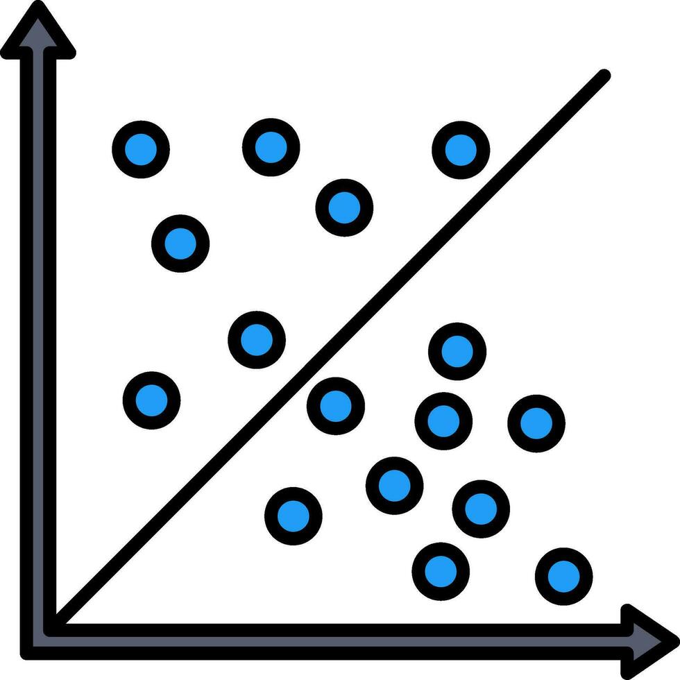 ícone cheio de linha de gráfico de dispersão vetor