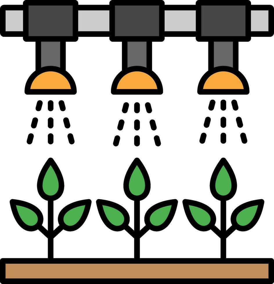 irrigação sistema linha preenchidas ícone vetor