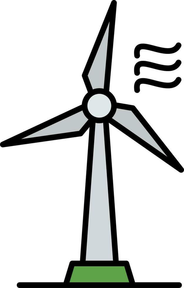 vento turbina linha preenchidas ícone vetor