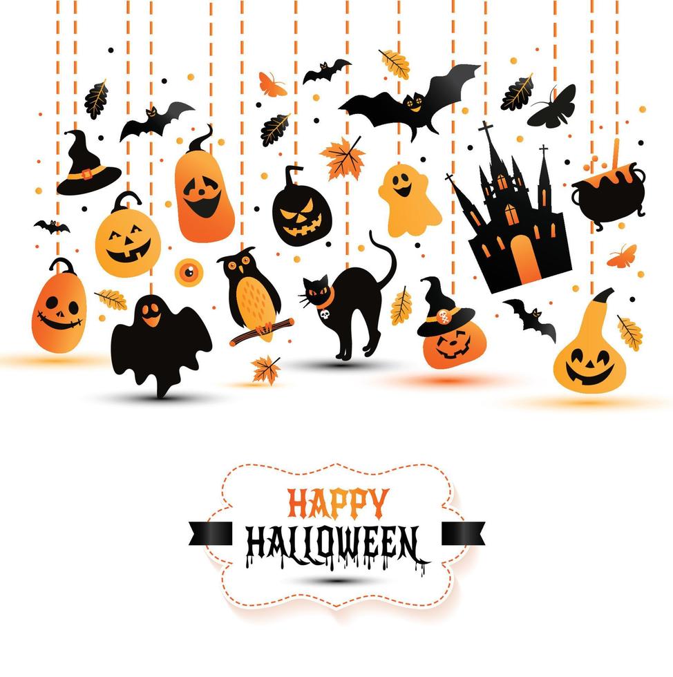 banner de halloween em fundo branco. convite para festa noturna vetor