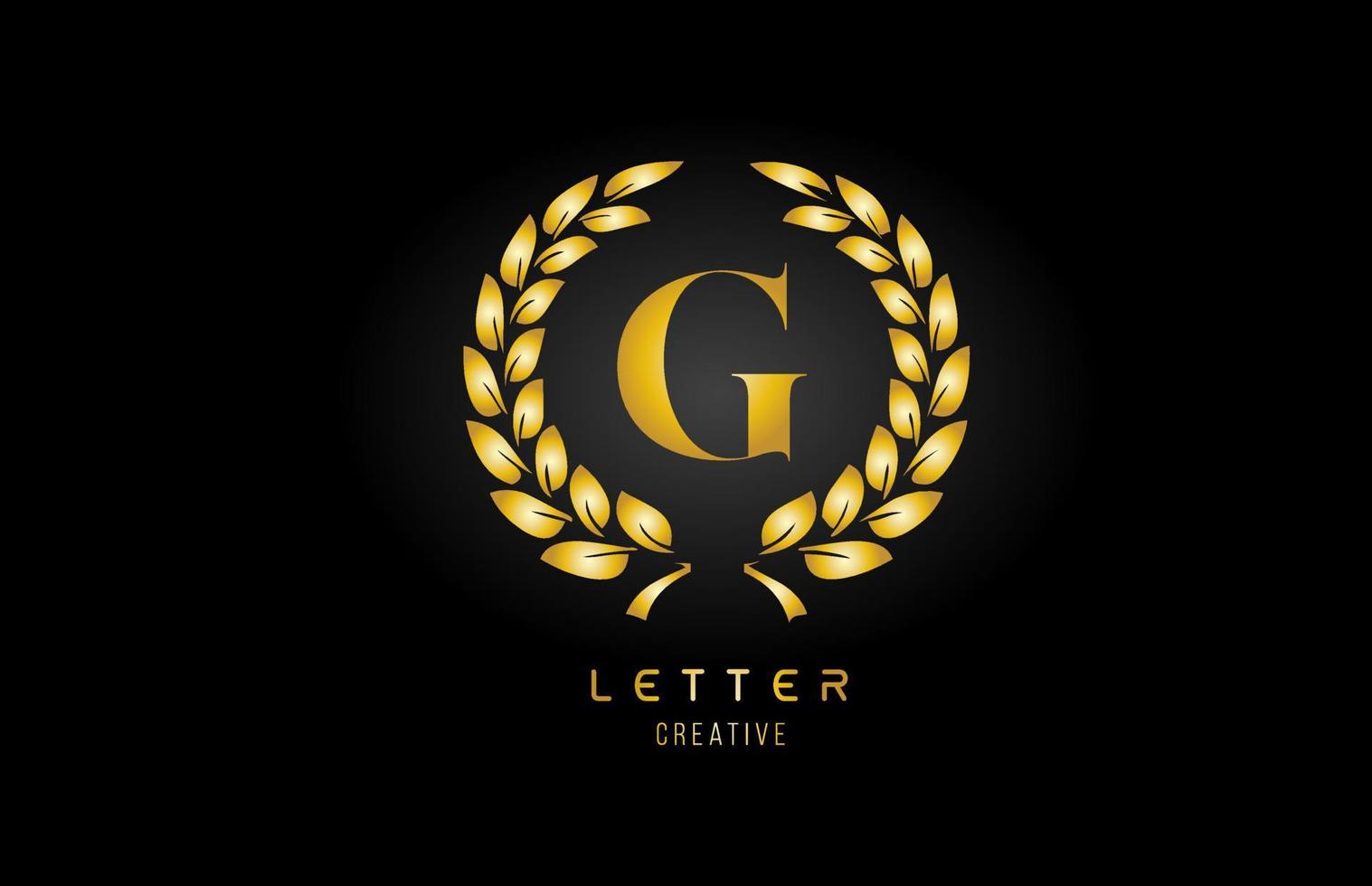 ícone do logotipo ouro dourado da letra g do alfabeto com design floral para negócios e empresa vetor