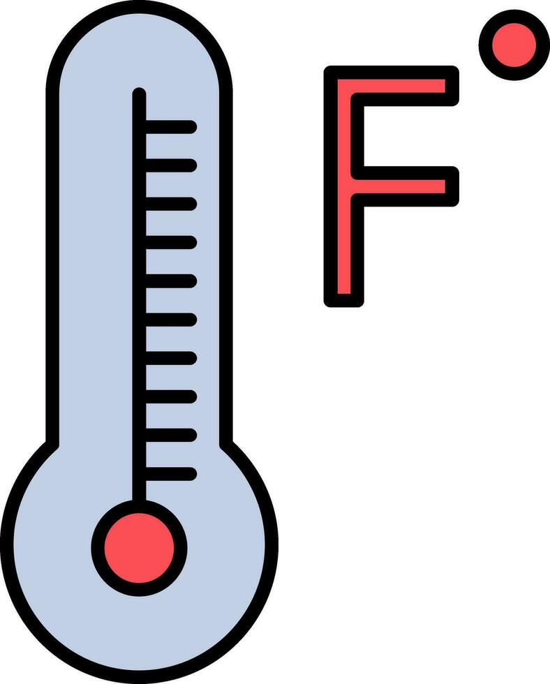 Fahrenheit graus linha preenchidas ícone vetor