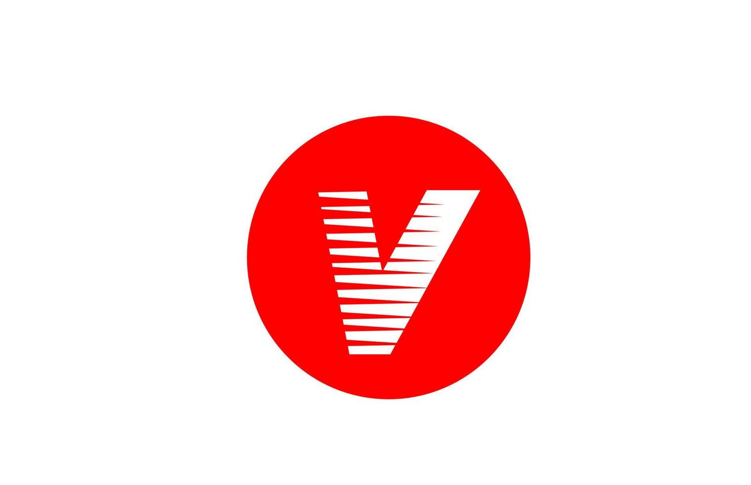 ícone do logotipo v da letra do alfabeto para empresa e negócios. design de ícone simples para identidade corporativa com listras de linha e círculo vermelho vetor