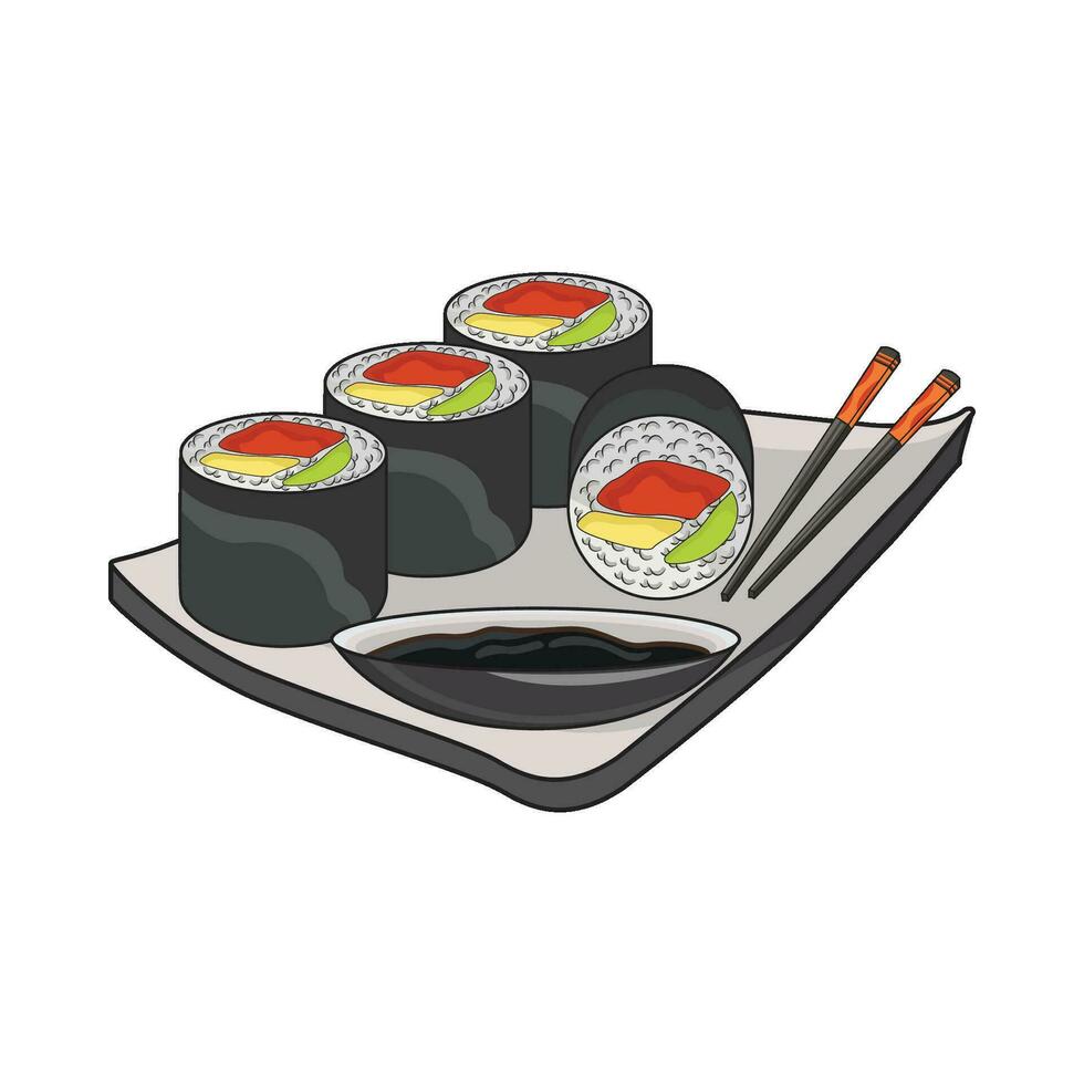 ilustração do Sushi prato vetor