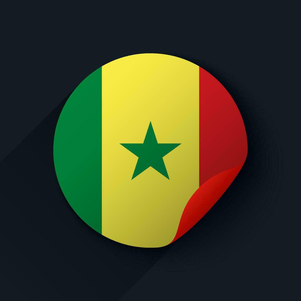 Senegal bandeira adesivo vetor ilustração