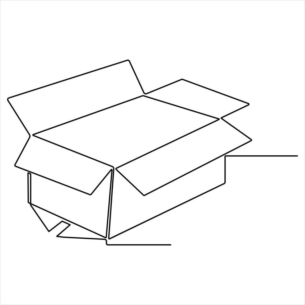 contínuo 1 linha arte desenhando aberto caixa esboço vetor arte minimalista Projeto