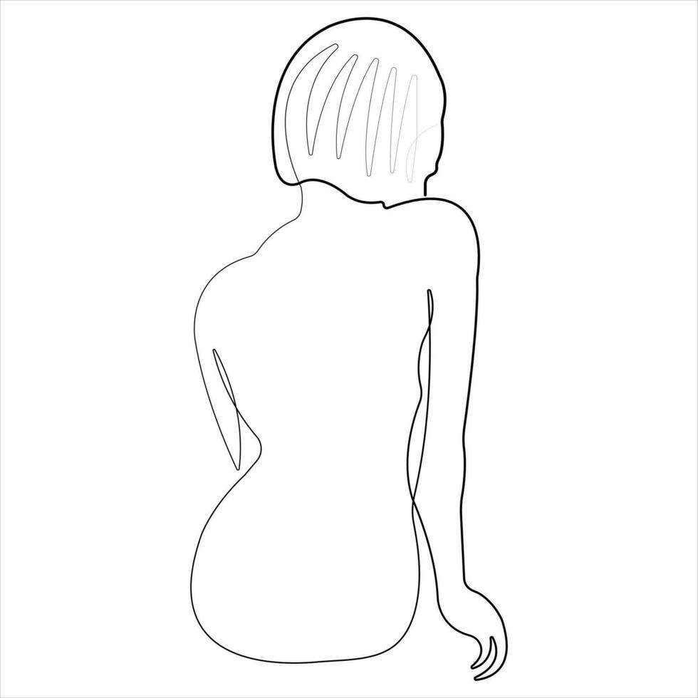 beleza mulher corpo 1 linha arte desenhando nu fêmea corpo esboço vetor ilustração