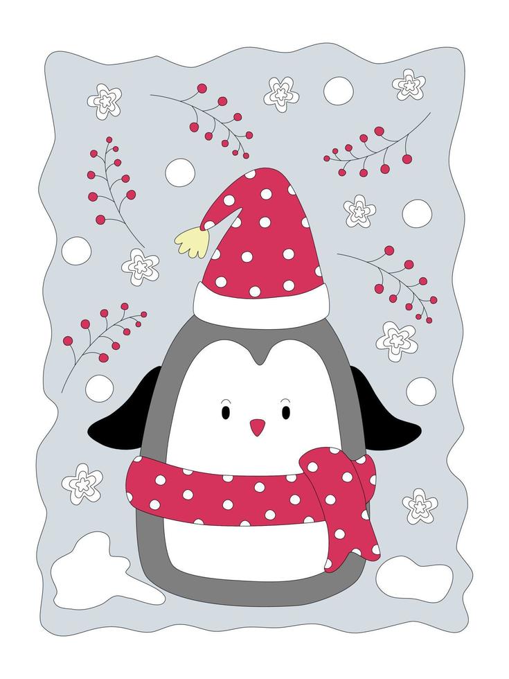 Feliz Natal com clipart de personagens fofinhos projetados em estilo doodle que podem ser aplicados em temas de natal vetor