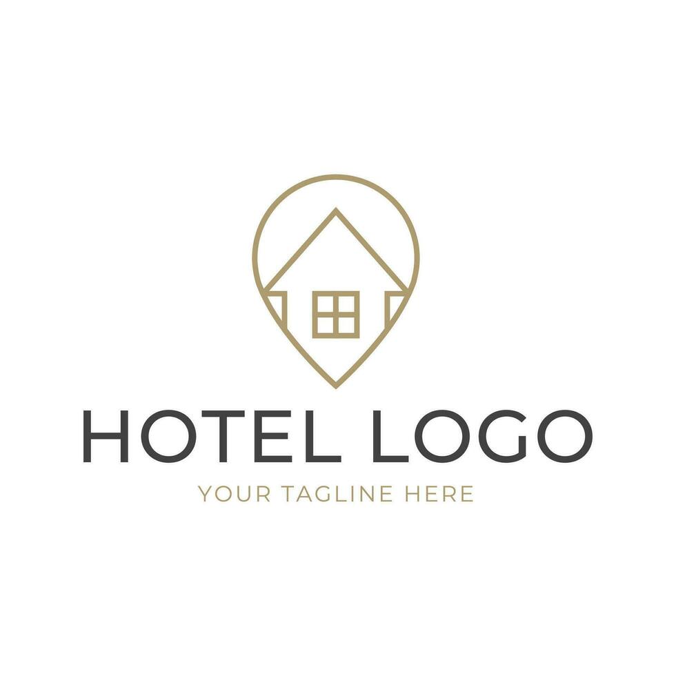 hotel logotipo. hotel ponto logotipo vetor. PIN ícone com hotel símbolo combinação isolado em branco fundo. vetor