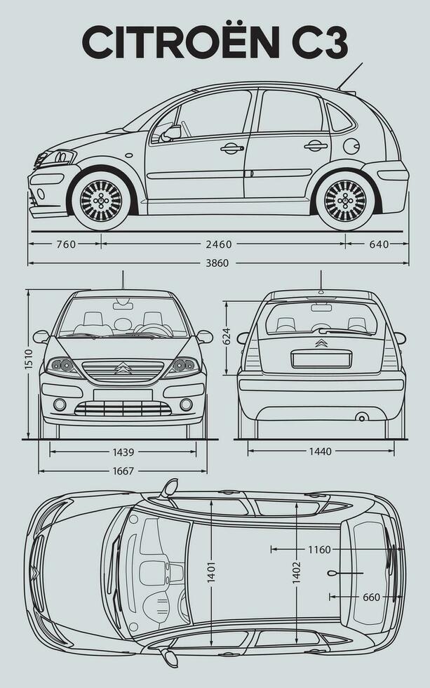 2005 Citroen c3 carro projeto vetor