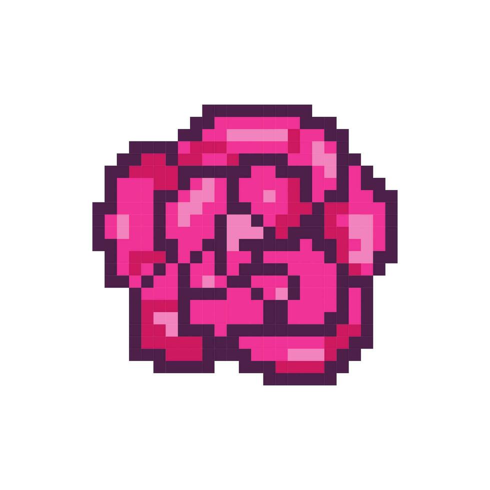 pixel dia dos namorados dia rosa, flor, 8 pedaço, retrô, ano 2000 pixel ícone em uma completamente branco fundo vetor