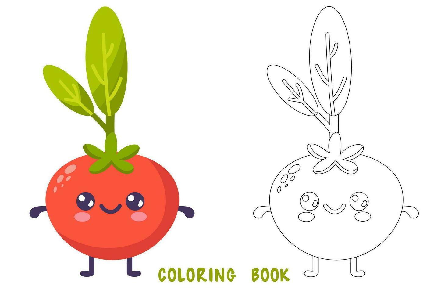 coloração livro do engraçado tomate vetor