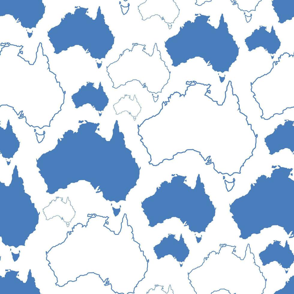 desatado padronizar do azul continentes do Austrália dentro esboço e plano em uma branco fundo vetor