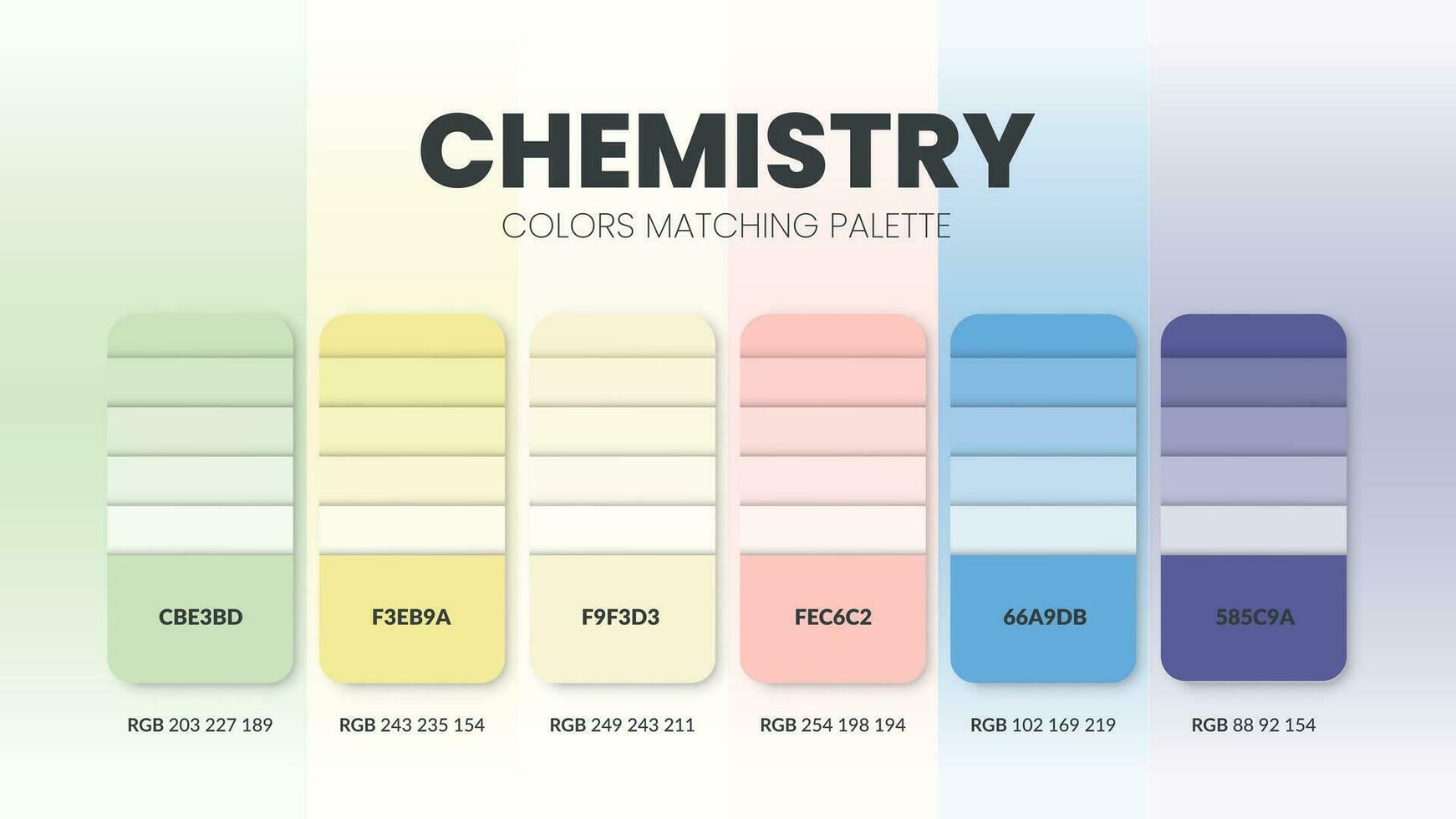 cor paleta dentro química cor tema coleções. cor inspiração ou cor gráfico com códigos modelo. cor combinação conjunto do rgb. cores amostra para gráfico projeto, arte, moda, ou rede Projeto. vetor