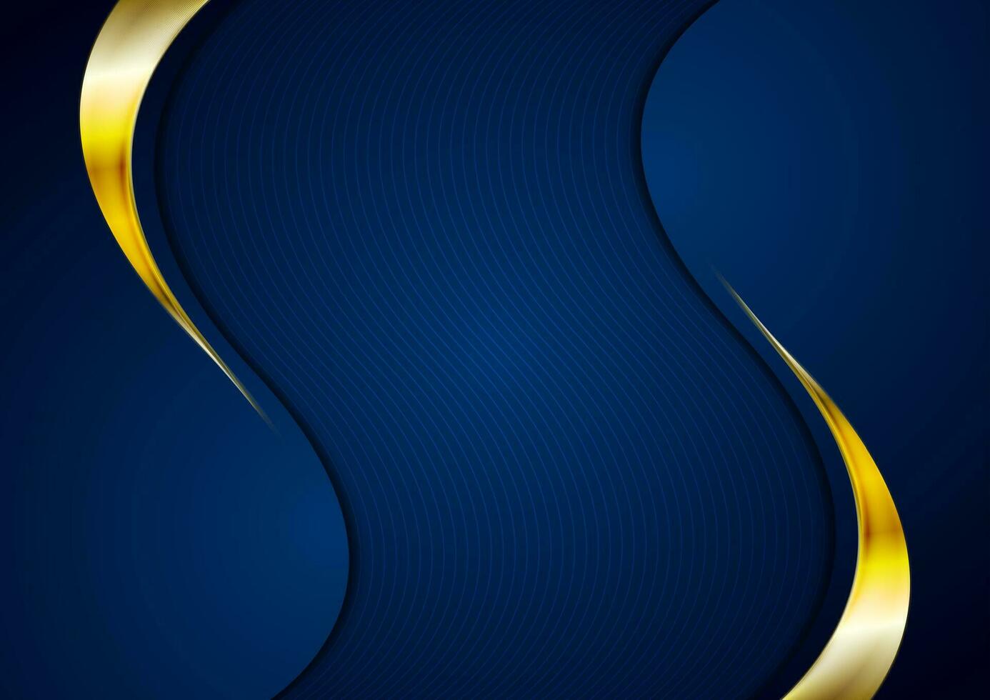 Sombrio azul e brilhante dourado ondas abstrato fundo vetor