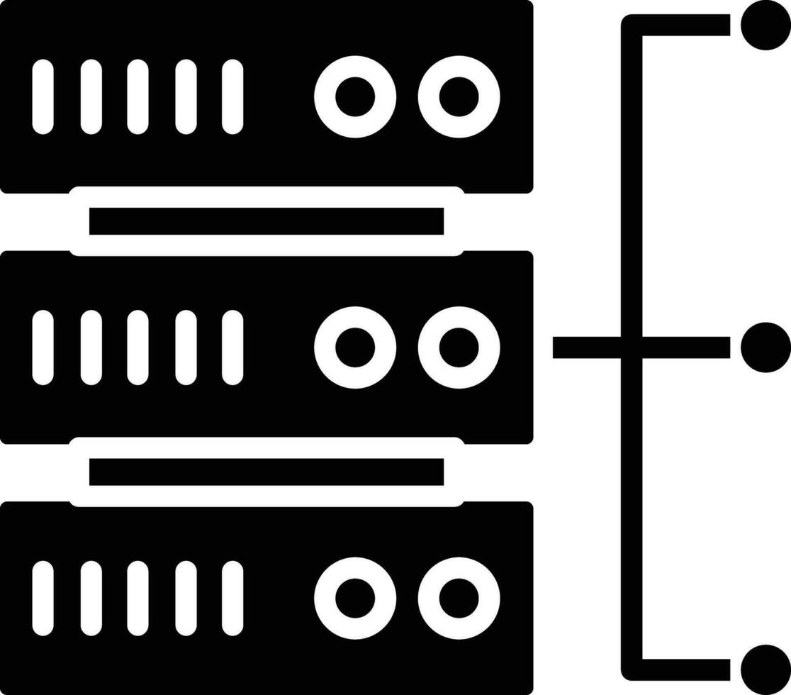 servidor fluxo sólido e glifo vetor ilustração