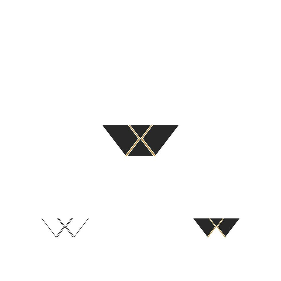 xw, wx, x e W abstrato inicial monograma carta alfabeto logotipo Projeto vetor