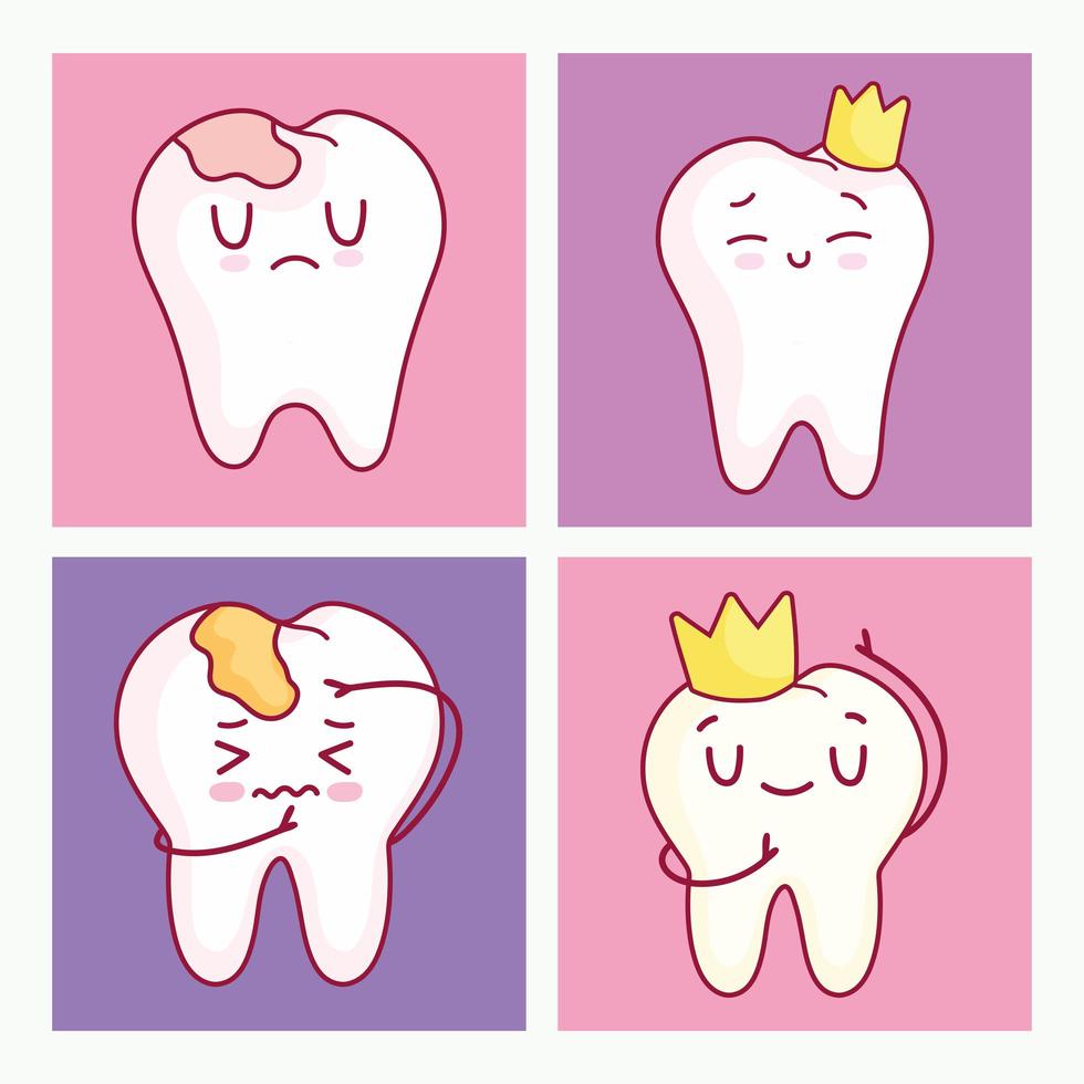 coleção de desenhos animados de dentes vetor