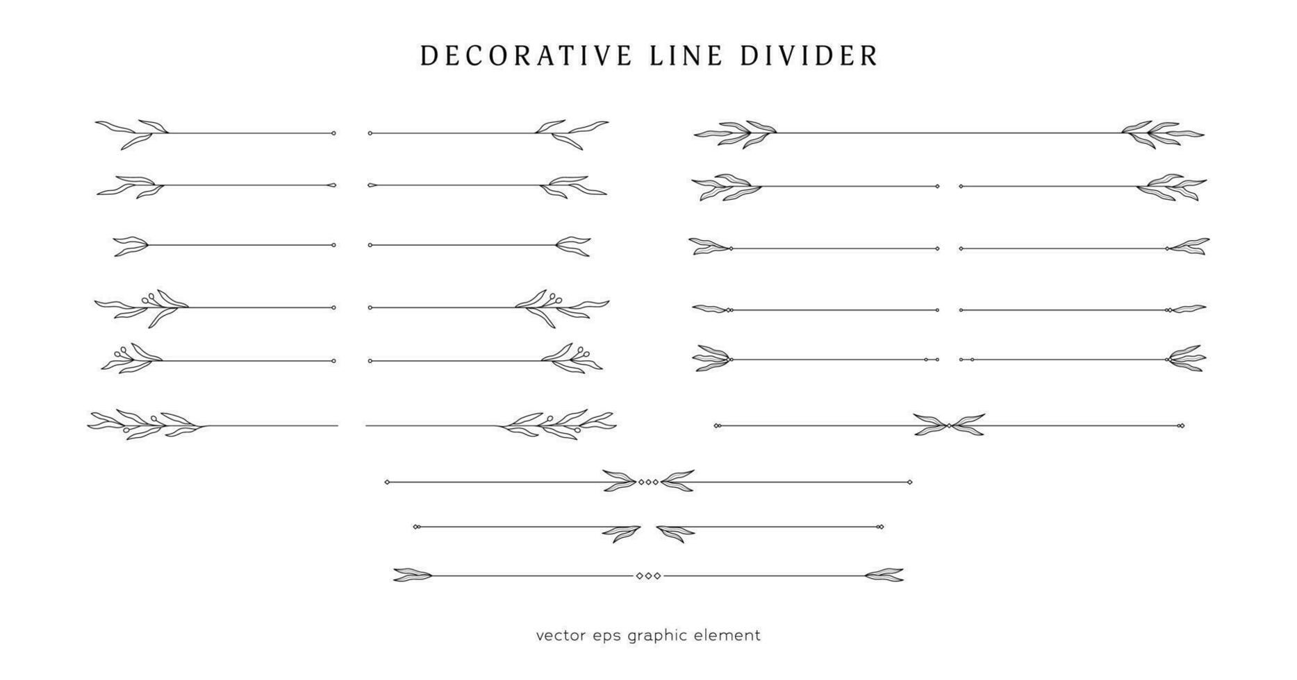 coleção do decorativo linha divisor para disposição separador decoração elemento com natureza folha floral videira vetor