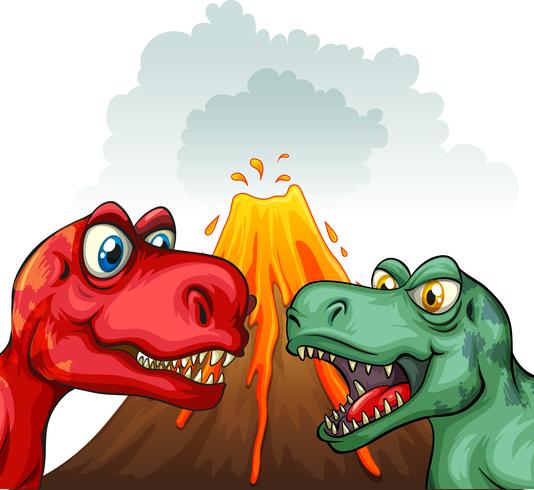 Dois T-Rex lutando entre si vetor
