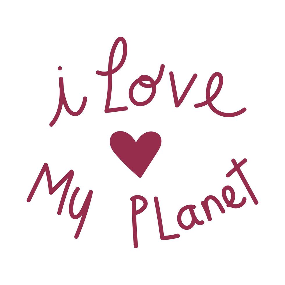 amo a caligrafia do meu planeta vetor