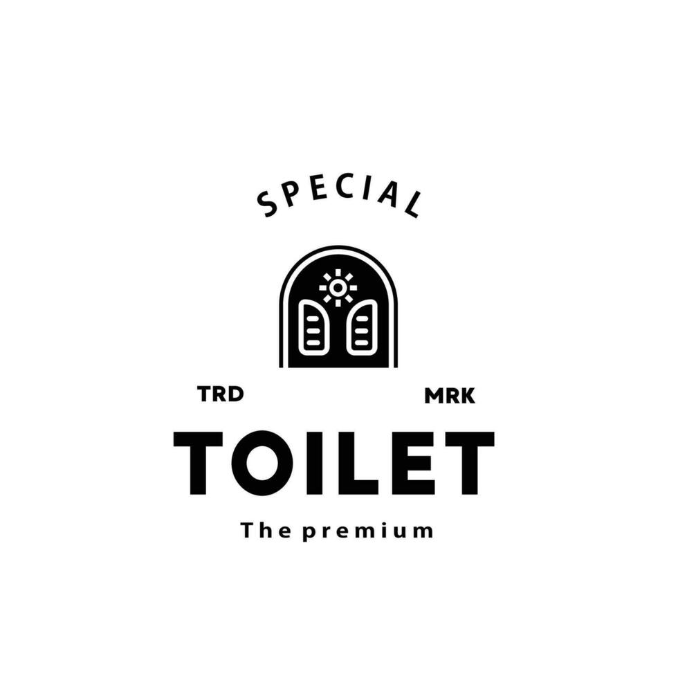 banheiro silhueta hipster logotipo tigela louças sanitárias vetor banheiro. bidé banheiro linha ícone interior topo Visão