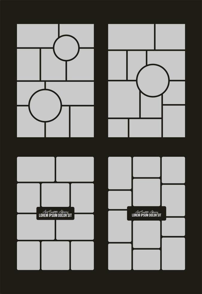 fotos ou colagem de molduras de fotos. layout de grade de página de quadrinhos molduras abstratas e modelo de parede de fotos digitais vetor