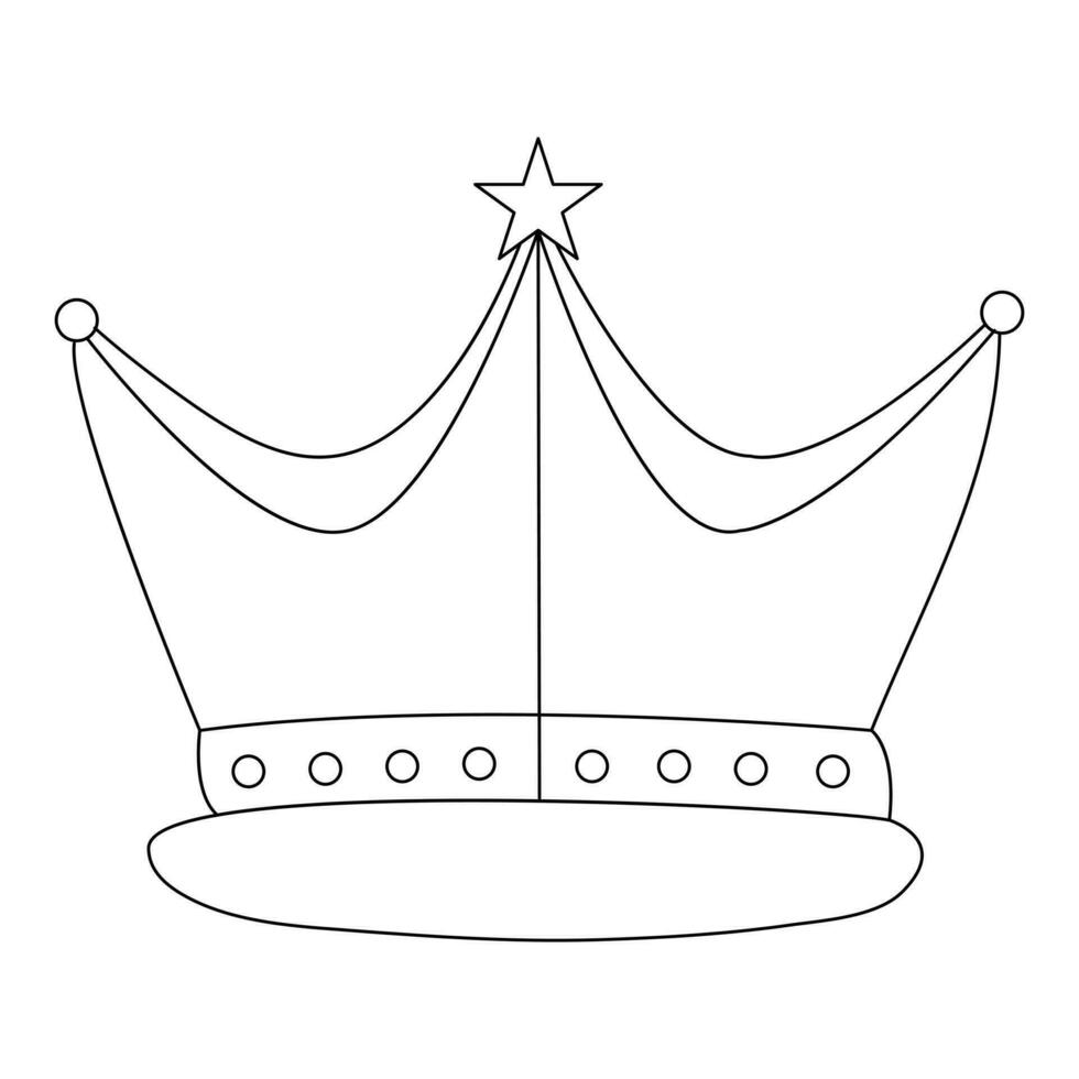 solteiro linha contínuo desenhando do rei coroa esboço vetor ilustração