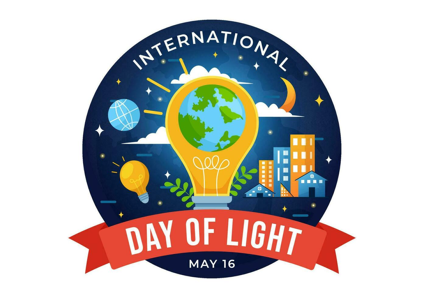 internacional dia do luz vetor ilustração em pode 16 para a importância usar do luminária e poupança dentro humano vida dentro plano desenho animado fundo
